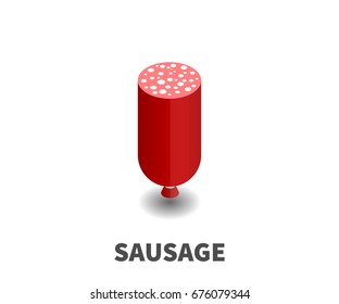 Sausage icon, vector symbol in isometric 3D style isolated on white background.