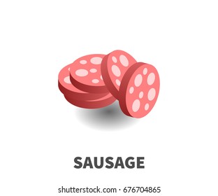 Sausage icon, vector symbol in isometric 3D style isolated on white background.