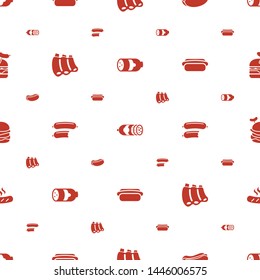 sausage icons pattern seamless white background. Included editable filled hot dog, burger with sausage icons. sausage icons for web and mobile.