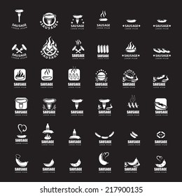 Sausage Icons Set - Isolated On Black Background - Vector Illustration, Graphic Design Editable For Your Design