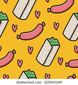 Sausage illustration pattern design for decorative element