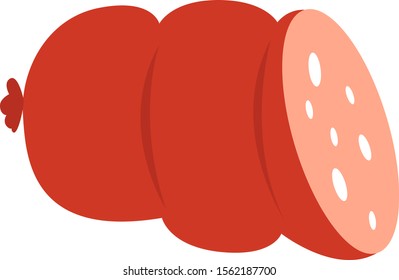 Sausage, illustration, vector on white background.