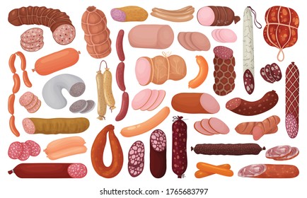 Sausage isolated cartoon set icon. Vector illustration frankfurter on white background. Vector cartoon set icon sausage.