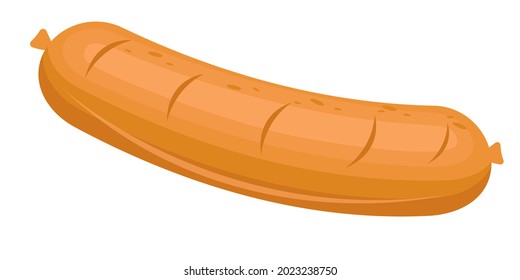 Salchicha aislada sobre fondo blanco. Tema de la comida. Ilustración del vector