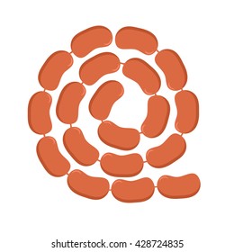 Sausage isolated on white background vector illustration