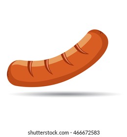 Sausage. Isolated on white background. Shadow. Vector Image.