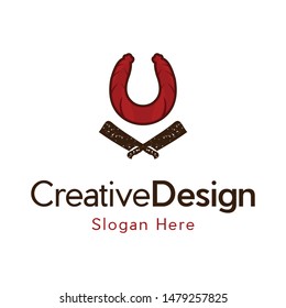 Sausage With Knife Kitchen Creative Logo