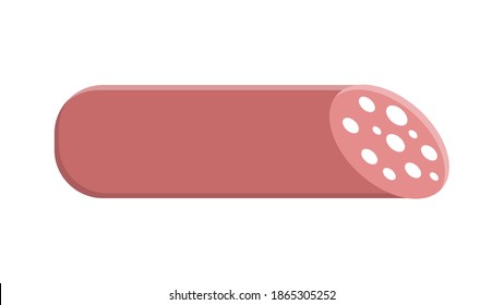 sausage with lard on a white background, vector illustration. meat sausage with bacon. salami for appetizer and addition to sandwich and pizza. quick snack