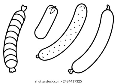 Sausage line art illustration savory meat delicacy design