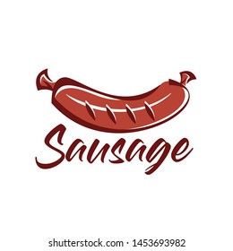 Sausage Line Art Vector Illustration. Logo Design