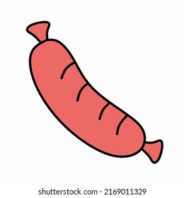 Sausage line icon in colored linear style isolated on white background. Pictogram symbol and illustration for logo. Thin black line vector.