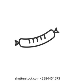 Sausage - line icon with editable stroke. Simple black and white fast food symbol. Vector illustration.