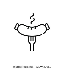 Sausage line icon isolated on white background