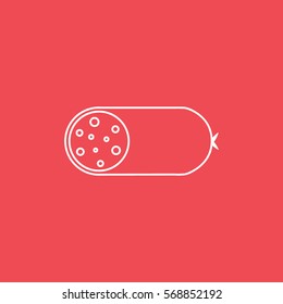 Sausage Line Icon On Red Background
