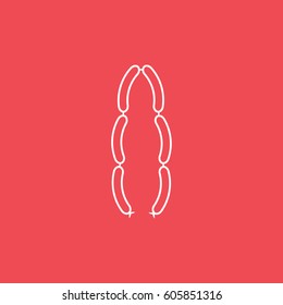 Sausage Line Icon On Red Background
