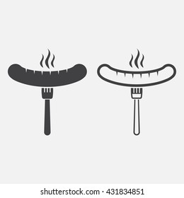 sausage line icon, outline and solid vector sign, linear and full pictogram isolated on white, logo illustration