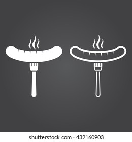 sausage line icon, outline and solid vector sign, linear and full pictogram isolated on black, logo illustration