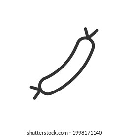 Icône, signe ou symbole de la ligne de saucisse. Un pictogramme haut de gamme dans un style de contour tendance. Icône vectorielle parfaite au pixel près de la saucisse isolée sur fond blanc. 