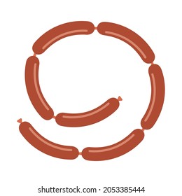 Sausage links or group of bangers flat vector color icon for food apps and websites