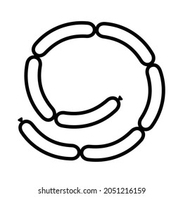 Sausage links or group of bangers line art vector icon for food apps and websites
