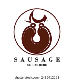 Sausage logo design simple concept Premium Vector