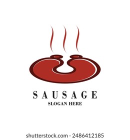 Würstchen Logo Design Einfaches Konzept Premium Vektorgrafik