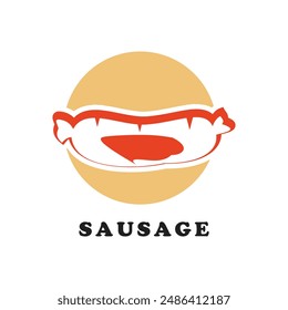 Diseño de logotipo de salchicha concepto simple Vector de Premium
