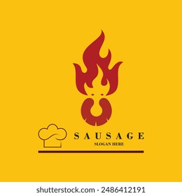 Sausage logo design simple concept Premium Vector
