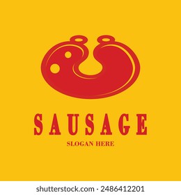 Diseño de logotipo de salchicha concepto simple Vector de Premium