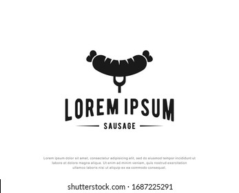 Sausage logo inspiration. Food / restaurant design template. Vector illustration concept