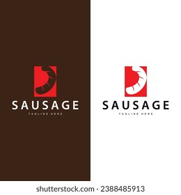 Sausage Logo, Simple barbeque sausage grilled meat design for restaurant business, vector illustration