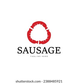 Sausage Logo, Simple barbeque sausage grilled meat design for restaurant business, vector illustration