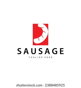 Logotipo de salchicha, simple salchicha de parrilladas para el negocio de los restaurantes, ilustración vectorial