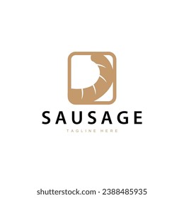 Logotipo de salchicha, simple salchicha de parrilladas para el negocio de los restaurantes, ilustración vectorial