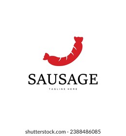 Logotipo de salchicha, simple salchicha de parrilladas para el negocio de los restaurantes, ilustración vectorial