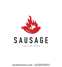 Wurst Logo, Einfache Grillwurst gegrilltes Fleisch Design für Restaurant Geschäft, Vektorgrafik