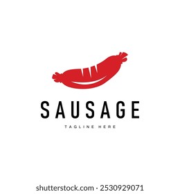 Logotipo de la salchicha, diseño simple de la carne a la parrilla de la salchicha de la barbacoa para el negocio del restaurante, Ilustración vectorial