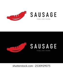 Sausage Logo, Simple barbeque sausage grilled meat design for restaurant business, vector illustration