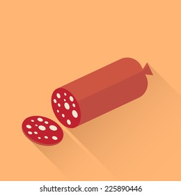 sausage with long shadow vector illustration