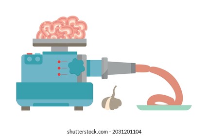 Wurstmacher-Füllmaschine auf weißem Hintergrund, Vektorgrafik