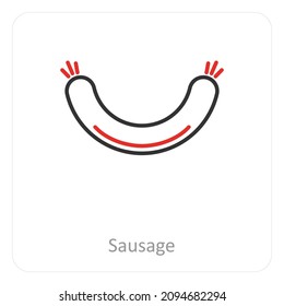 Concepto De Icono De Salchicha O Carne