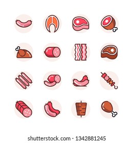 Sausage And Meat Icon Set