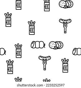 sausage meat pork vector seamless pattern thin line illustration