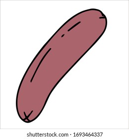 Sausage, meat product. Cartoon color vector illustration.