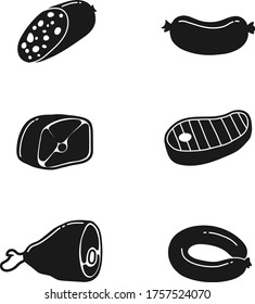 Sausage and meat vector icons.