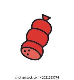 Sausage meatloaf icon. Vector isolated linear color icon contour shape outline. Thin line. Modern glyph design. Meat products. Food ingredients