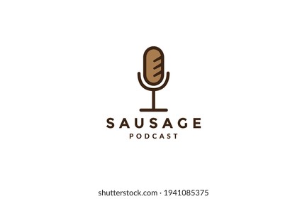 sausage with microphone logo vector symbol icon design illustration