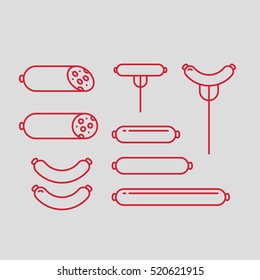 Sausage Minimalistic Flat Line Outline Stroke Icon Pictogram Symbol Set Collection