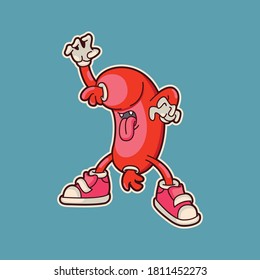 Sausage Monster Cartoon Mascot Vector Sticker