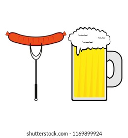 Sausage and a mug of beer